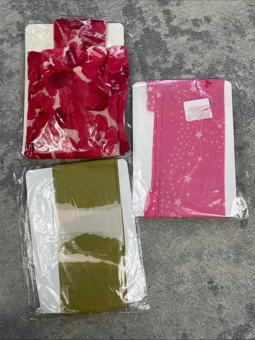 New Lot of 3 Elisabetta Franchi Designer Patterned Tights Green Pink Star Floral